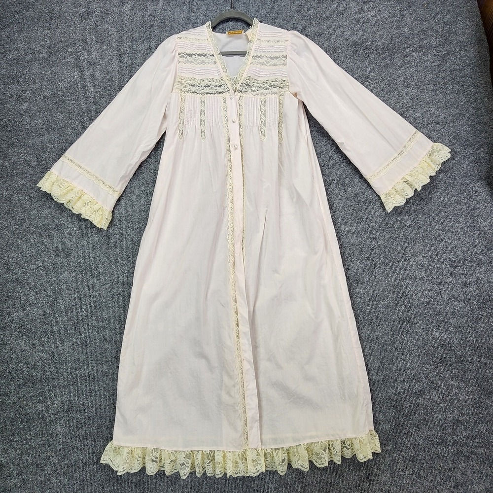 Vintage Victoria Secret Gold Label Cotton Lace Nightgown Pink Coquette Fairy S‎